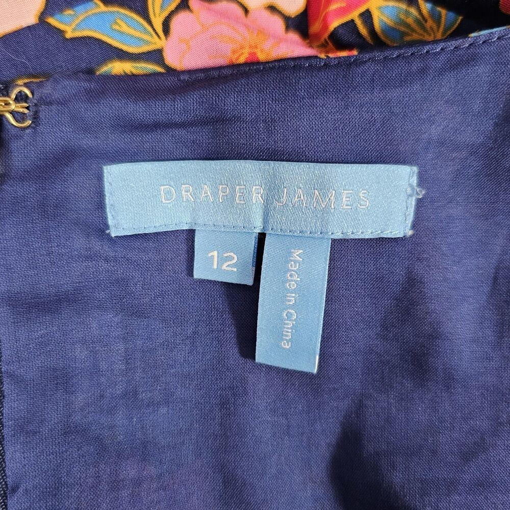 Draper James Julianne Midi Dress Stretch Poplin Women's Size 12 Blue Pink - Picture 4 of 7